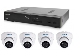 Kamerový set 1x AVTECH NVR AVH2109AX a 4x 8MPX IP Dome kamera AVTECH DGM8208SVAT + 4x Kabel UTP 1x RJ45 - 1x RJ45 Cat5e 15m! 